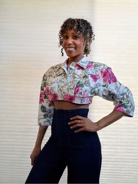 Foxy Lady Vintage Floral Cropped Jacket